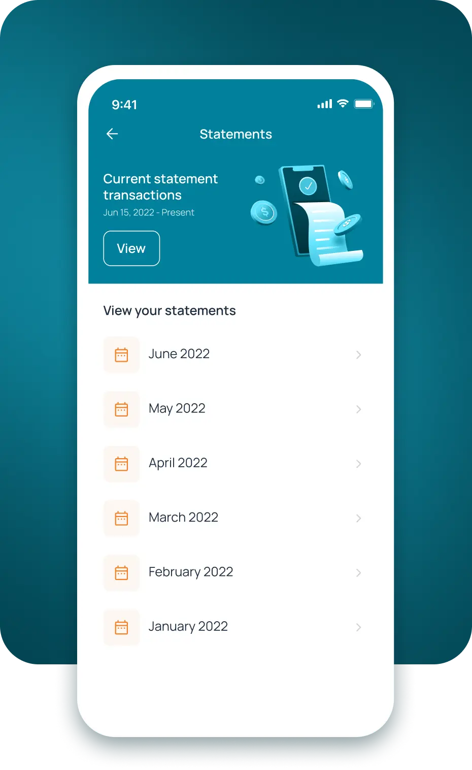 The image shows a mock-up of a mobile phone with credit statement screen representing Zeta 360 Retail, a digital banking experience platform that provides real-time balance, omnichannel repayment and rewards support.