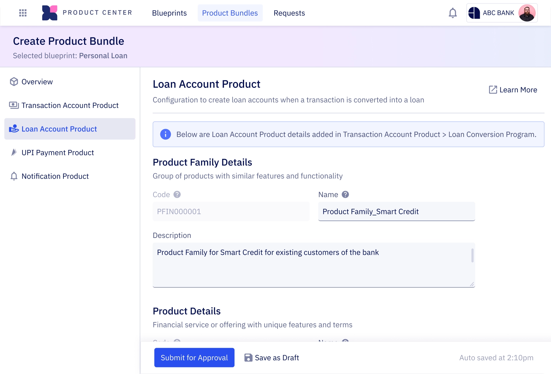 A web admin interface screenshot representing Zeta Tachyon's config-as-code approach allowing to configure and manage innovative financial product bundles across products, events, subscriptions, workflows, data extensions, and more.