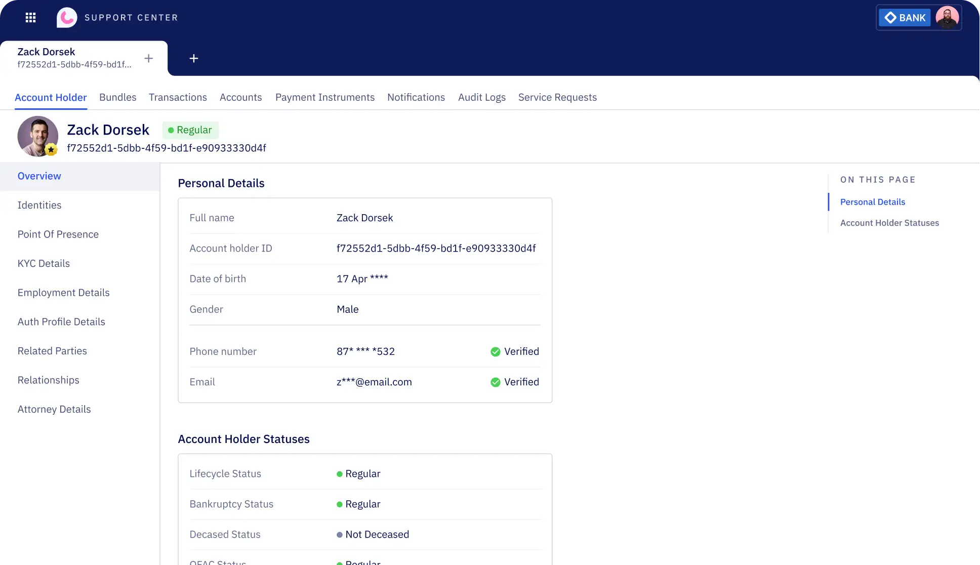 The image shows a admin interface within Zeta's customer support toolchain, allowing users to customize role based access control.