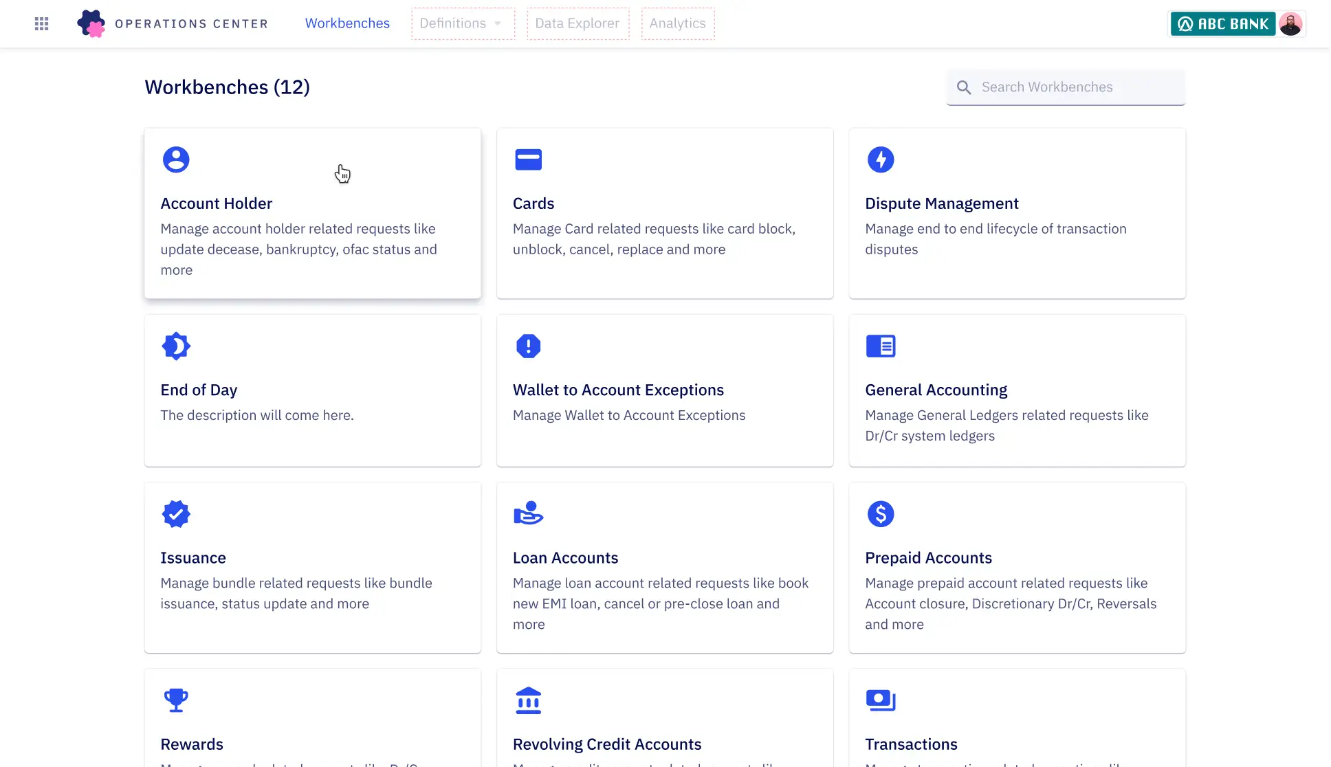 A screenshot of a task workbench dashboard of Zeta saturn operations center platform to manage and track manual steps in workflows delegated to the operations teams