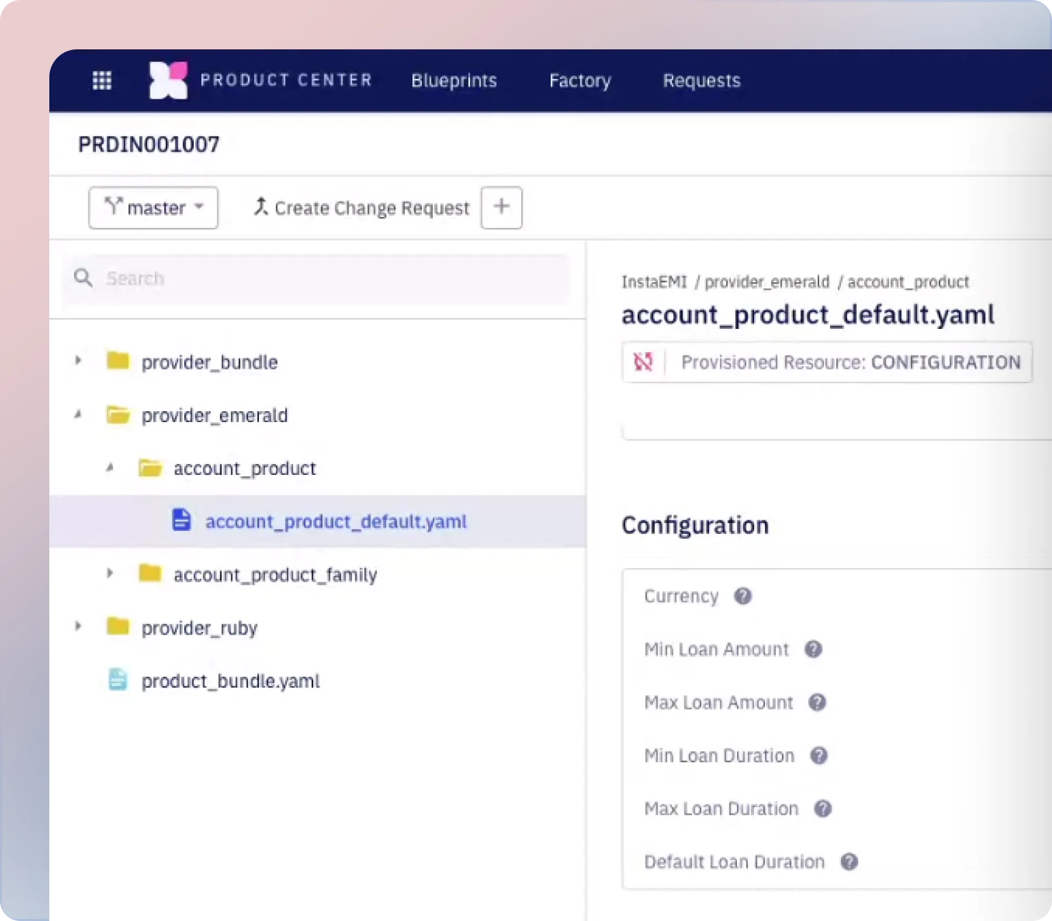 Image showcasing screenshot of Zeta Tachyon's platform ability to configure loan products effortlessly.