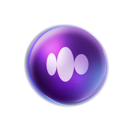 The images show a glowing purple circle on a dark background. The circle represents Zeta's Selene platform, a conversational and intelligent AI agent that can be used to personalize and improve the efficiency of retail banking experiences.